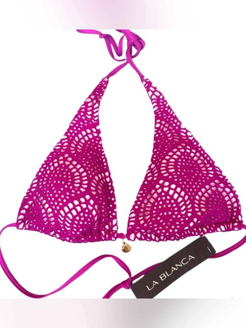 La Blanca | Fuchsia Magenta Crochet Triangle Bikini Top | NWT | Size 6 🐚